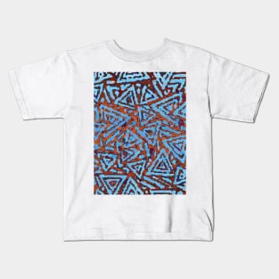 Blue & Copper Batik Print Kids T-Shirt